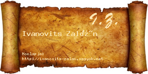 Ivanovits Zalán névjegykártya